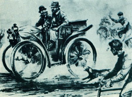 LA PEUGEOT DES FR&Egrave;RES MICHELIN DANS LE PARIS-BORDEAUX-PARIS 1895