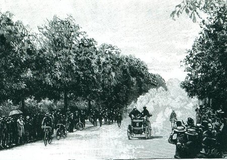 ARRIV&Eacute;E EN VAINQUEUR &Agrave; PARIS DE LEVASSOR ET D'HOSTINGE - 1895